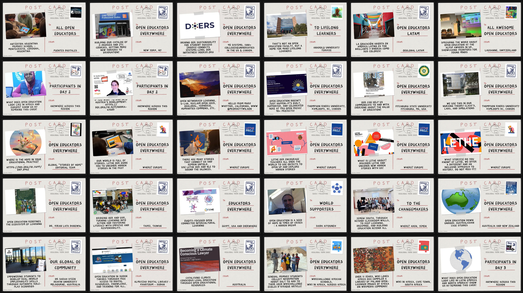 39 Digital Postcards were crafted using the innovative remix machine from Visual Thinkery.